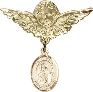 14kt Gold Filled Large Angel w/Wings St. Paul the Apostle Baby Badge - Engravable