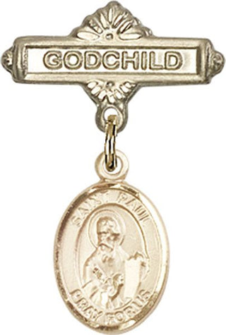 14kt Gold Filled Godchild St. Paul the Apostle Baby Badge - Engravable