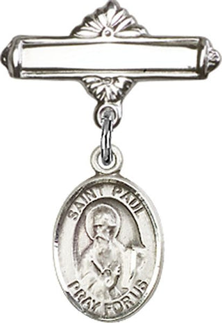Sterling Silver Polished Badge Pin St. Paul the Apostle Baby Badge - Engravable