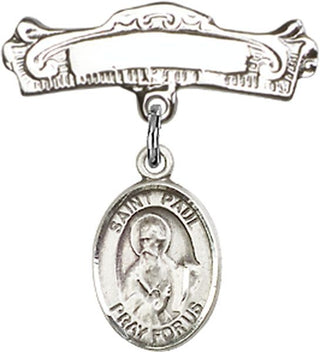 Sterling Silver Badge Pin St. Paul the Apostle Baby Badge - Engravable