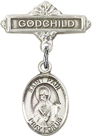 Sterling Silver Godchild St. Paul the Apostle Baby Badge - Engravable