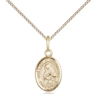 14kt Gold Our Lady of Providence Medal Engraved Catholic Saint Jewelry
