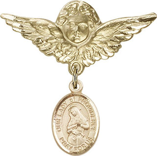 14kt Gold Large Angel w/Wings O/L of Providence Baby Badge - Engravable
