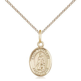 14kt Gold Saint Peregrine Laziosi Medal Engraved Catholic Saint Jewelry