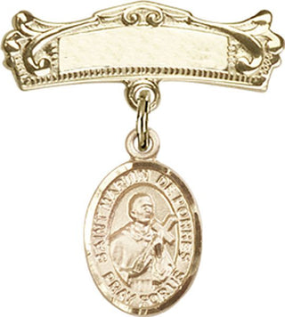 14kt Gold Filled Badge Pin St. Martin de Porres Baby Badge - Engravable