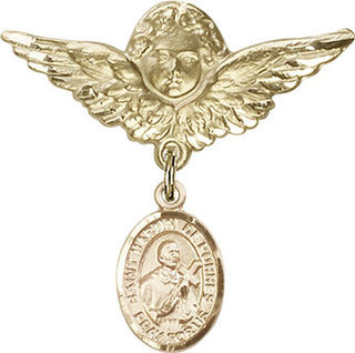 14kt Gold Large Angel w/Wings St. Martin de Porres Baby Badge - Engravable