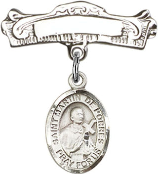 Sterling Silver Badge Pin St. Martin de Porres Baby Badge - Engravable