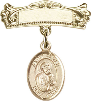 14kt Gold Filled Badge Pin St. Peter the Apostle Baby Badge - Engravable