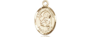 14kt Gold Saint Raymond Nonnatus Medal Engraved Catholic Saint Jewelry