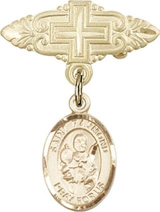 14kt Gold Filled Badge Pin With Cross St. Raymond Nonnatus Baby Badge - Engravable