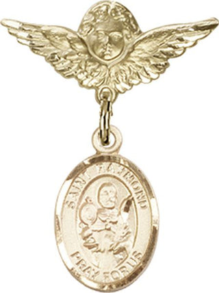 14kt Gold Filled Small Angel w/Wings St. Raymond Nonnatus Baby Badge - Engravable