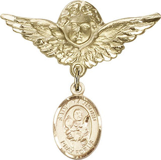 14kt Gold Large Angel w/Wings St. Raymond Nonnatus Baby Badge - Engravable