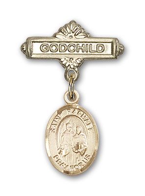14kt Gold Filled Godchild St. Raphael the Archangel Baby Badge - Engravable