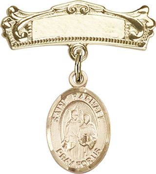 14kt Gold Badge Pin St. Raphael the Archangel Baby Badge - Engravable