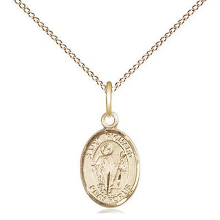 14kt Gold Saint Richard Medal Engraved Catholic Saint Jewelry