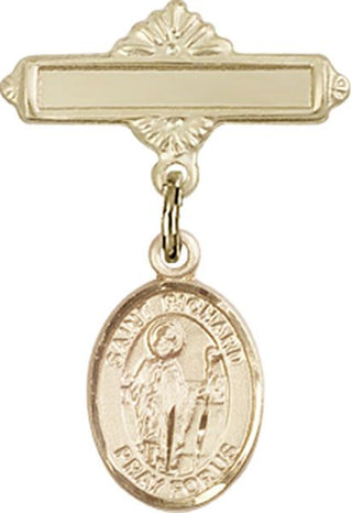 14kt Gold Filled Polished Badge Pin St. Richard Baby Badge - Engravable