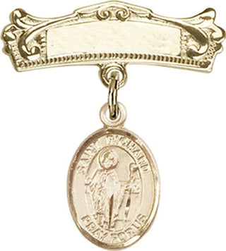 14kt Gold Filled Badge Pin St. Richard Baby Badge - Engravable