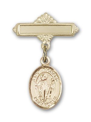 14kt Gold Polished Badge Pin St. Richard Baby Badge - Engravable