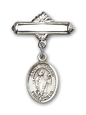 Sterling Silver Polished Badge Pin St. Richard Baby Badge - Engravable