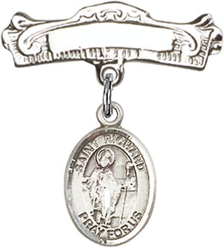 Sterling Silver Badge Pin St. Richard Baby Badge - Engravable