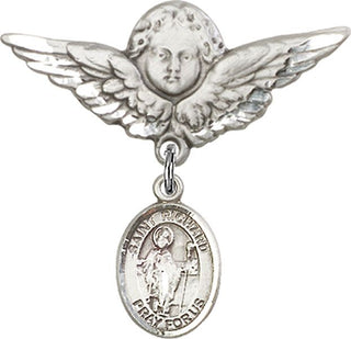 Sterling Silver Large Angel w/Wings St. Richard Baby Badge - Engravable