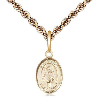 14kt Gold Saint Rita of Cascia Medal Engraved Catholic Saint Jewelry