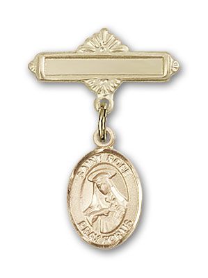 14kt Gold Filled Polished Badge Pin St. Rose of Lima Baby Badge - Engravable