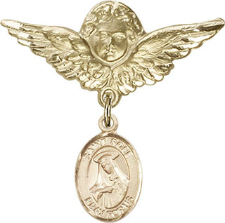 14kt Gold Filled Large Angel w/Wings St. Rose of Lima Baby Badge - Engravable