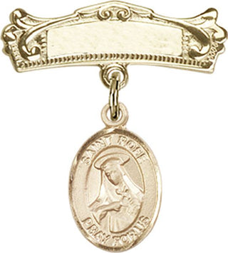 14kt Gold Badge Pin St. Rose of Lima Baby Badge - Engravable