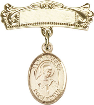 14kt Gold Filled Badge Pin St. Robert Bellarmine Baby Badge - Engravable