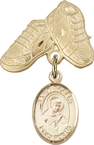 14kt Gold Filled Baby Boots St. Robert Bellarmine Baby Badge - Engravable