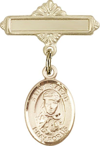 14kt Gold Filled Polished Badge Pin St. Sarah Baby Badge - Engravable