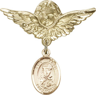 14kt Gold Filled Large Angel w/Wings St. Sarah Baby Badge - Engravable