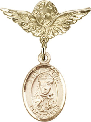 14kt Gold Filled Small Angel w/Wings St. Sarah Baby Badge - Engravable