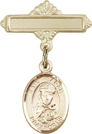14kt Gold Polished Badge Pin St. Sarah Baby Badge - Engravable