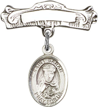 Sterling Silver Badge Pin St. Sarah Baby Badge - Engravable