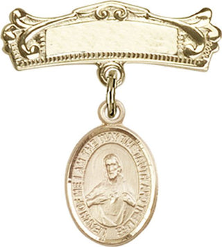 14kt Gold Filled Badge Pin Scapular Baby Badge - Engravable