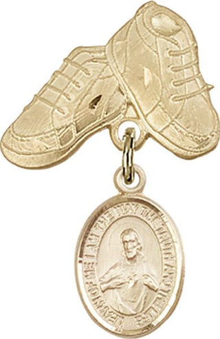 14kt Gold Filled Baby Boots Scapular Baby Badge - Engravable