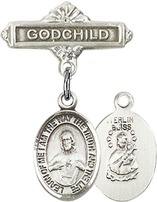Sterling Silver Godchild Scapular Baby Badge - Engravable