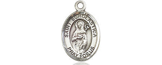 Pewter Saint Scholastica Medal Engraved Catholic Saint Jewelry