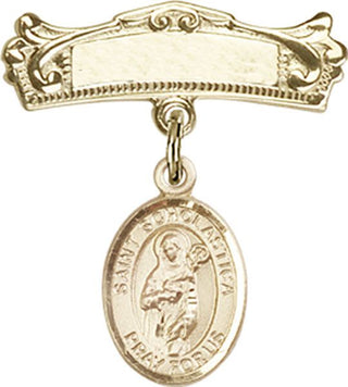 14kt Gold Filled Badge Pin St. Scholastica Baby Badge - Engravable