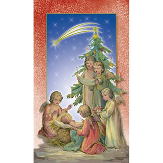 Baby Jesus with Angels and Tree Holy Card