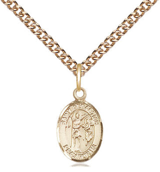 14kt Gold Saint Sebastian Medal Engraved Catholic Saint Jewelry