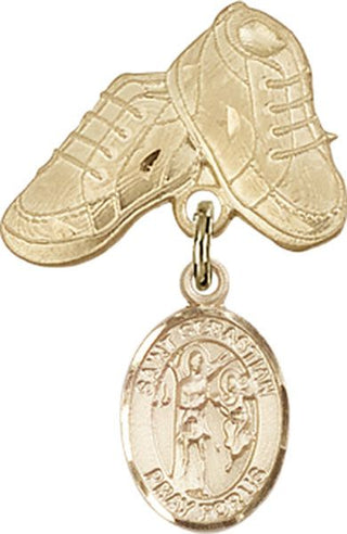 14kt Gold Filled Baby Boots St. Sebastian Baby Badge - Engravable