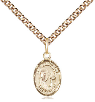 14kt Gold Our Lady Star of the Sea Medal Engraved Catholic Saint Jewelry