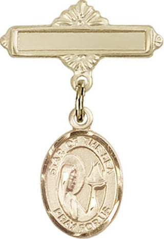 14kt Gold Filled Polished Badge Pin O/L Star of the Sea Baby Badge - Engravable
