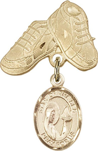 14kt Gold Baby Boots O/L Star of the Sea Baby Badge - Engravable