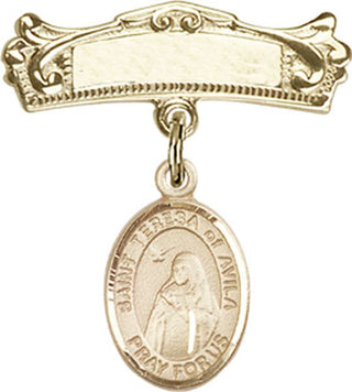 14kt Gold Badge Pin St. Teresa of Avila Baby Badge - Engravable