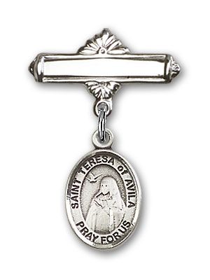 Sterling Silver Polished Badge Pin St. Teresa of Avila Baby Badge - Engravable