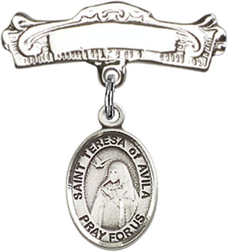 Sterling Silver Badge Pin St. Teresa of Avila Baby Badge - Engravable